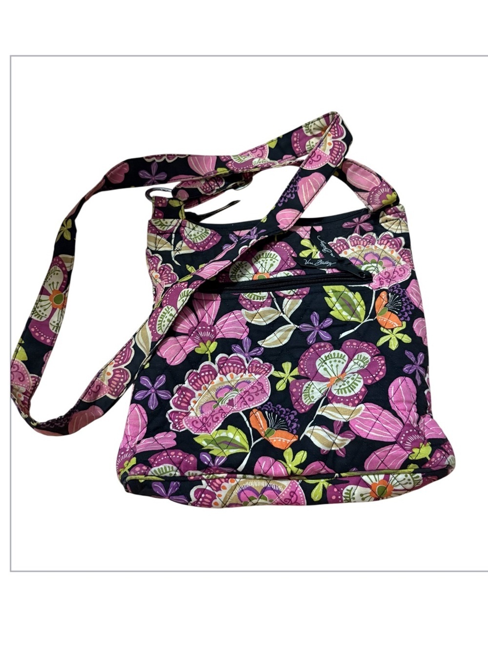 Vera Bradley Pirouette Pink Large Hipster Crossbody Bag Purse Floral